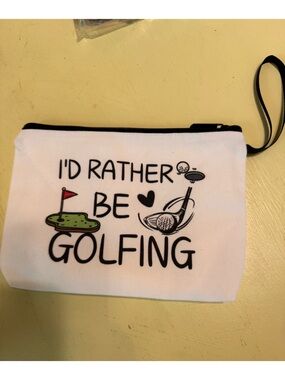 White 'I'd Rather Be Golfing' Zipper Pouch